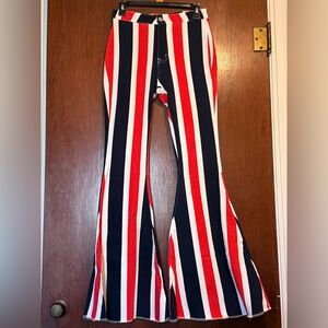 Peach Love NWOT Full of Pride Flare Pants in Red, White, and Blue size small
